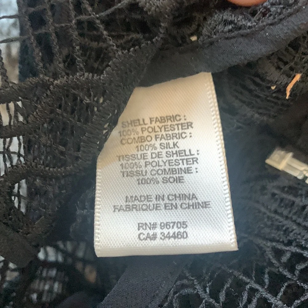 NWT Rebecca Taylor - Black Lace, 100% Silk Top - Size 0 - Picture 5 of 5